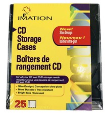 Imation CD/DVD Storage Cases 25 Count Slim Design Storage - New Sealed