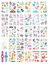 350 Kids Themed Designs Temporary Tattoos for Girls Individually Wrapped, G...