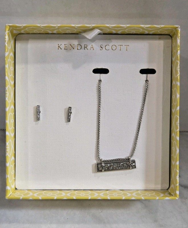 ​Kendra Scott Silver Necklace & Earrings Set - Rhodium Plated - NIB/NWOT