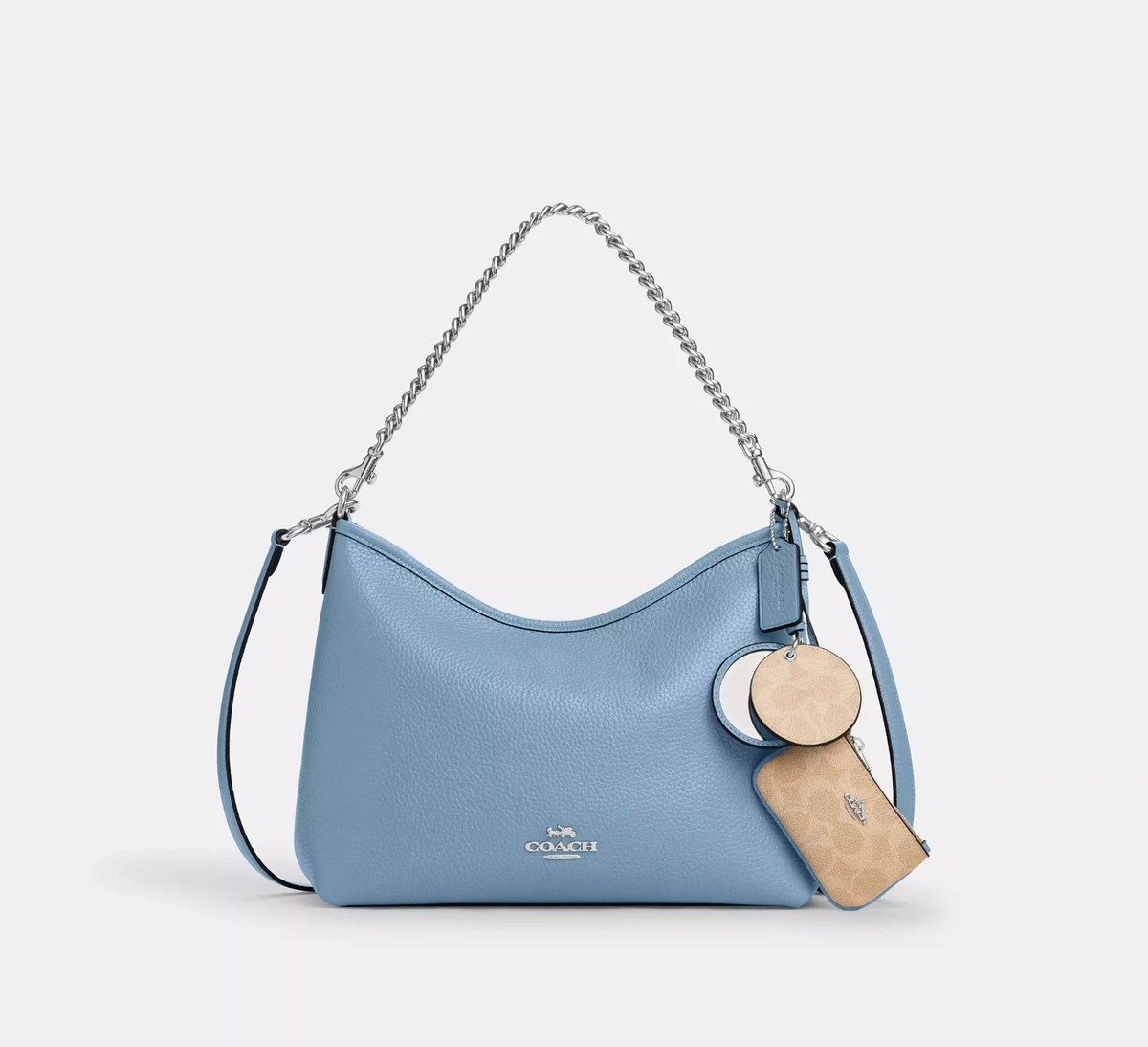 Coach Andi Pebbled Leather Convertible Backpack Sky blue Purse Logo charm Coach Andi Pebbled Leather Convertible Backpack Sky blue  main image 3