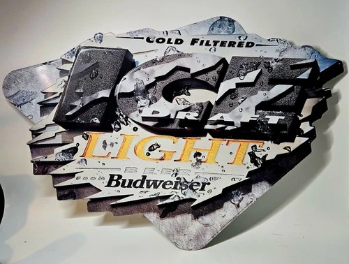 Vintage 1994 Budweiser Ice Light Beer Metal Tacker Sign 34"x24" Size