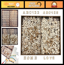 592 Pcs Mini Wooden Alphabet Letters  Numbers Set with Rustic Storage Tray for