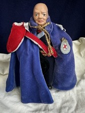 SIR WINSTON CHURCHILL/Peggy Nisbet/Wrist Tag, Feather Hat, velvet Cape/ P615 8"