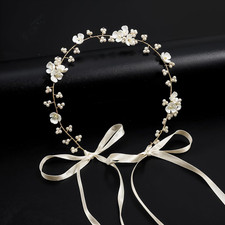 Flower Girl Hair Headband Accessory Pearl Headpiece for Girls Women Flower Girl