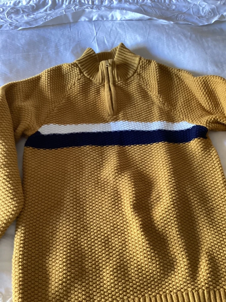 janie and jack boys size 14 mustard yellow with colorup zip up sweater - Image 4 of 4