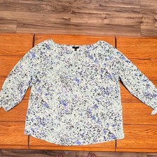 talbots green floral top sz LP