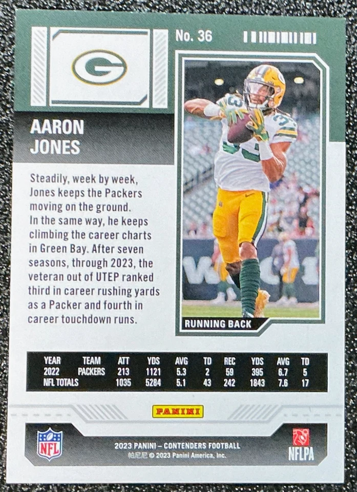 Aaron Jones 2023 Panini Contenders #36 Divisional Ticket Foil /149 - Packers - Image 2 of 2