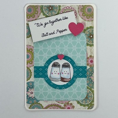 Handmade Folded Card   Couple  Best Friends  Anniversary    Salt & Pepper Shaker
