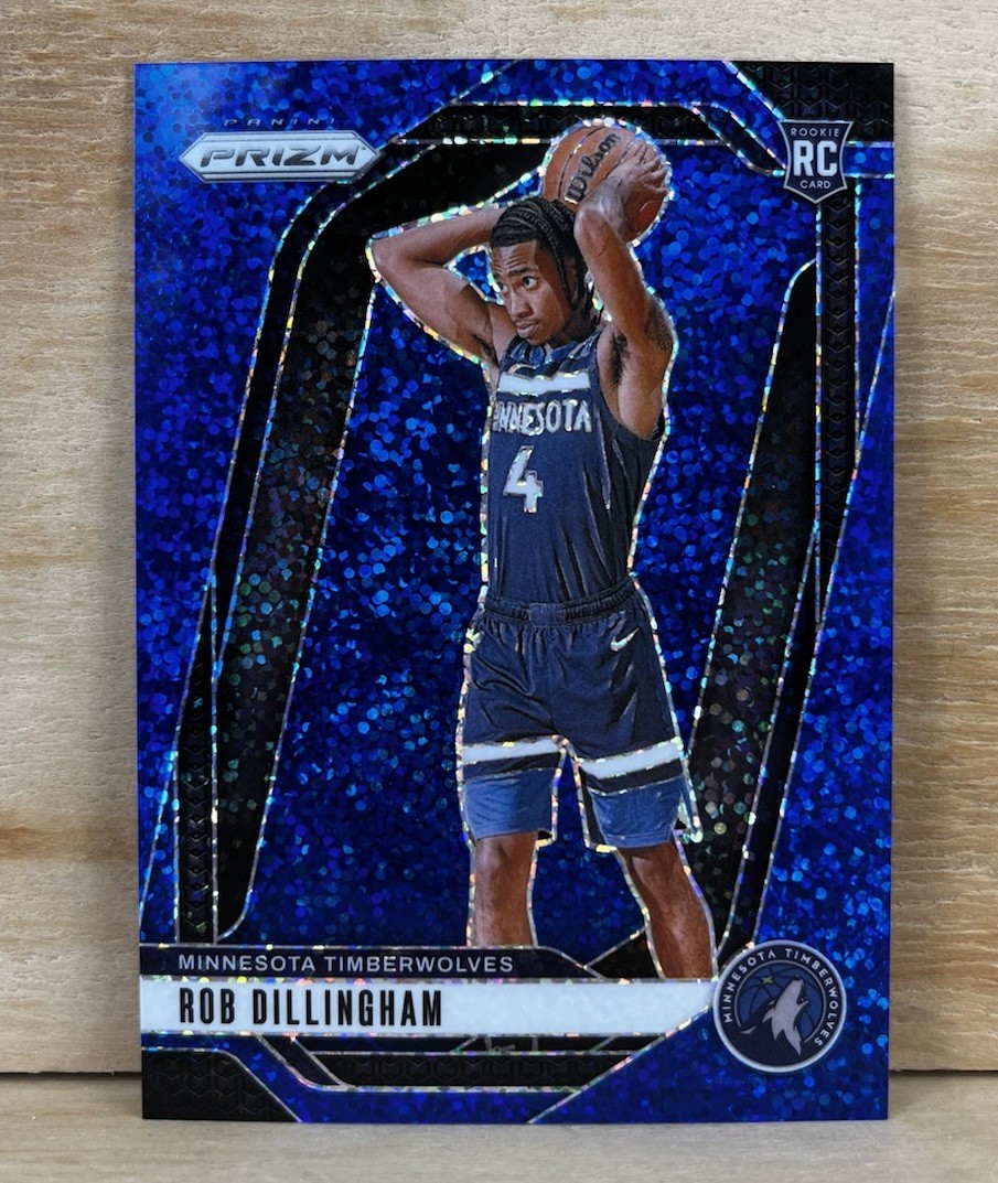 Rob Dillingham 2024-25 Panini Prizm 026/144 Blue Sparkle RC Timberwolvers #250
