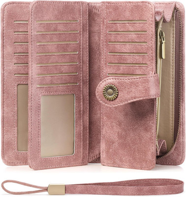 Wallets for Women Trifold Wristlet Wallets Large Capacity RFID Blocking Ladies P