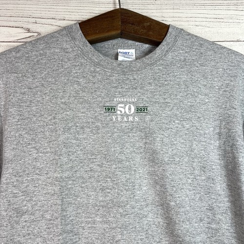 STARBUCKS Coffee Shirt Adult Gray 1971-2021 50 YEARS Logo Spell Out Promo Size M - Picture 3 of 8