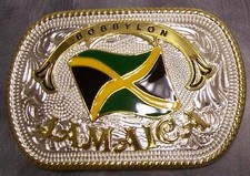 Pewter Belt Buckle National Flag of Jamaica NEW