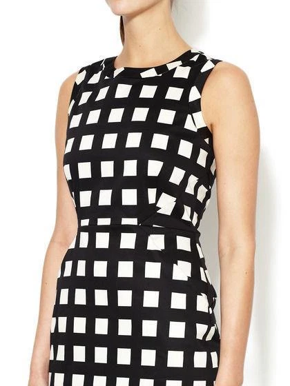 ?NUOVO? $378 Kate Spade Lorelei abito tubino cotone elasticizzato a quadri taglia 2 XS