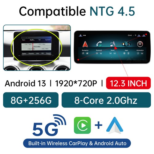 Android 13 Carplay Schermo GPS per Mercedes Benz GLA X156 CLA A Classe W176 NTG4.5 - Foto 11 di 11