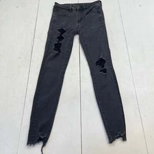 American Eagle AEO High Rise Jegging Distressed Black Jeans Women’s Size 2 *