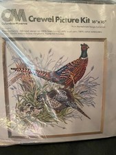 CM Columbia Minerva Crewel Picture Kit Pheasant Family 7923 16x16 1977 Sealed