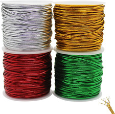 4 Rolls Metallic Elastic Cords Stretch Cord Ribbon Metallic Tinsel Cord Rope for