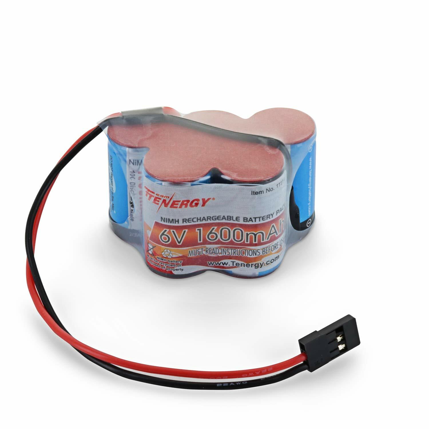 Tenergy 6V 1600mAh Hump NiMH Receiver Battery Pack w/ Hitec Connector for RC Car