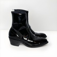 Botín Goodyear Welt Destroyer Stitch Beatle Talla 9.5 Para Hombres Negro Cuero Patton