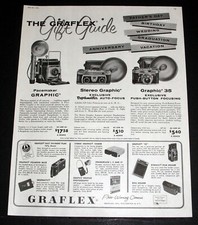 1956 OLD MAGAZINE PRINT AD, GRAFLEX CAMERAS GIFT GUIDE, STEREO, 35MM, GRAPHIC 