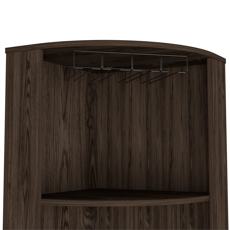 Corner Bar Cabinet Papprika, 8 Wine Cubbies, Double Door, Aged Oak Finish