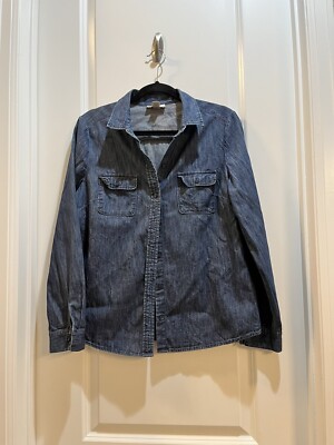 LOFT Button Down Shirt Denim Long Sleeve Pockets Medium Armpit To Armpit 20 