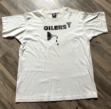 Vtg 80’s Oilers T-shirt Single Stitch Shappell Oil YMCA Youth Football Size XL 