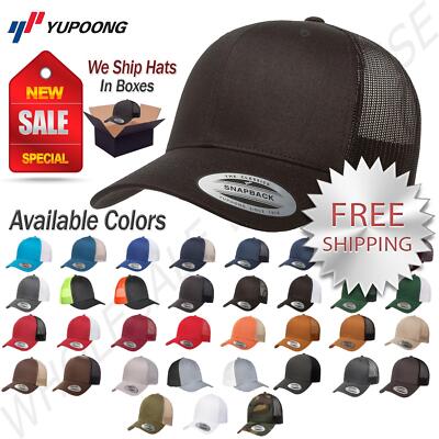 Yupoong Retro Trucker Hat  Blank Cap Snapback Hat Adjustable Yp Classics 6606