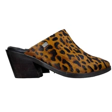 Mob Wife Musse & Cloud Womens Mule Size 37 (6) Animal Print Block Heel Point Toe