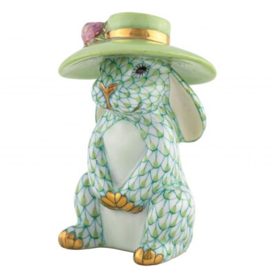 HEREND,  DERBY BUNNY, KEY LIME FISHNET #VHV1-16268, NEW, MINT & BOX!