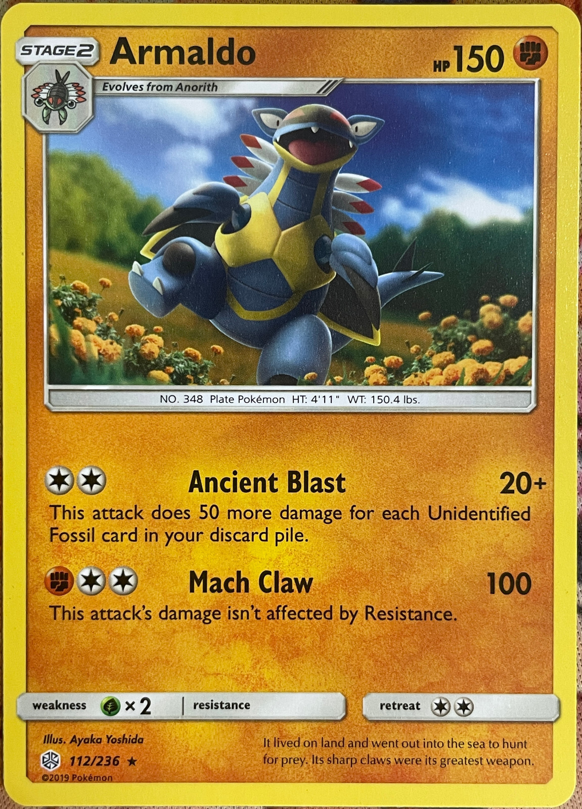 Armaldo Rare - 112/236 - Cosmic Eclipse Pokemon 2019