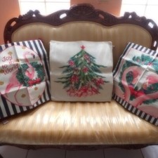 Lot 3 New Christmas Flamingo Tree Pink Pillow Covers