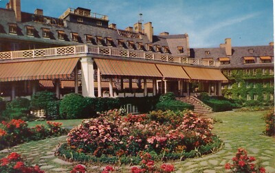 Terrace with Flowers at Skytop Lodge Poconos, Pennsylvania vintage unposted