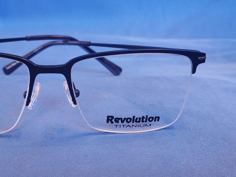 New Revolution Eyeglass Frame w/ Magnetic Sun Clip Gregory Navy Titanium 55-17 - Image 3 of 4