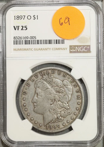 1897 O Morgan Silver Dollar NGC VF 25 Very Fine #9-005