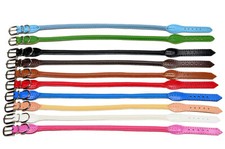HandMade Real LEATHER ROLLED Round SLIP DOG COLLARS MULTICOLORED Flat Buckle