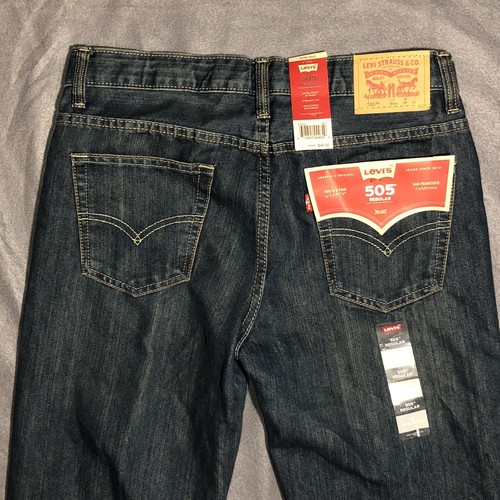 Levis 505 Jeans Boys 18 - 29x31 Dark Blue Wash Regular Fit Straight Leg - Picture 5 of 6