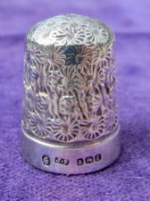 Antique Daisy Pattern Sterling Silver Thimble Joseph Smith & Sons Birmingham 6