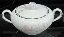 Zuccheriera e coperchio vintage Laura 8542 bordo platino fine porcellana Cina floreale Giappone