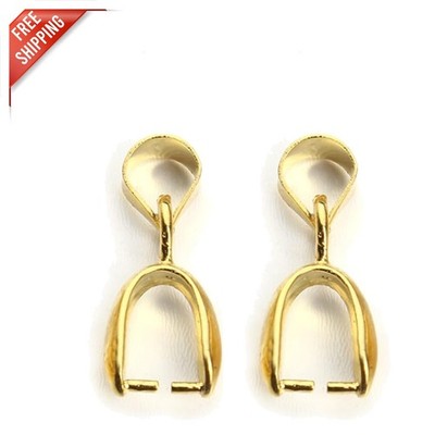 Set of 50 Gold Tone Pinch Bail Connectors, 7x20mm for Timeless Jewelry Creations