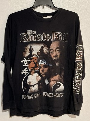 Vtg The Karate Kid Wax On Wax Off Sz XL T-Shirt Mr Miyagi Daniel Son Long Sleeve