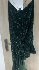 SHEIN X Emerald Green Sequin Asymmetric Midi Dress Size 4XL Party Evening
