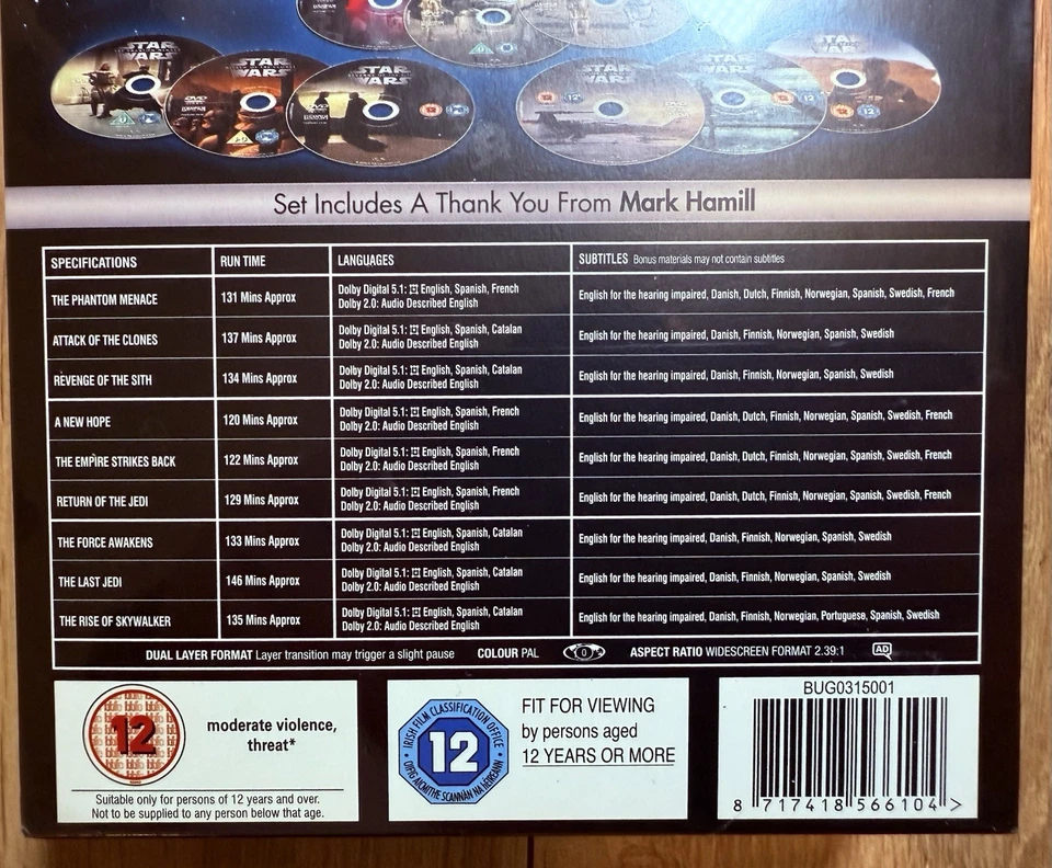 Star Wars The Skywalker Saga 12 DVD Box Set 9-Movie Collection R0 Cert 12 - New - Image 4 of 4