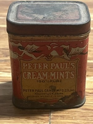 Peter Paul's Cream Mints - Vintage 1930 s Metal Candy Tin Naugatuck Connecticut