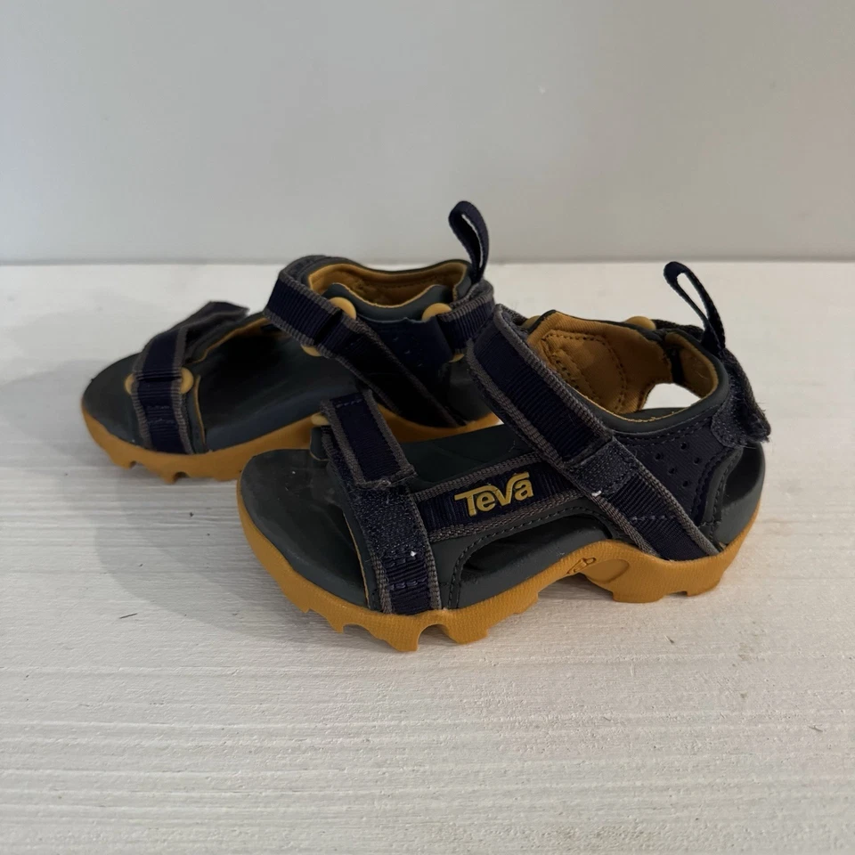 Sandalias deportivas Teva Boys Tanza 1093489T azul amarillo correa ajustable talla 8T Foto 3 de 4