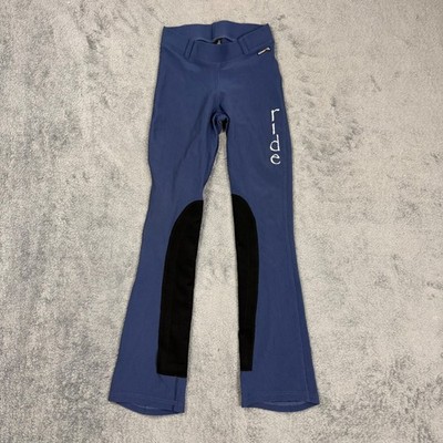 Kerrits Womens Microcord Bootcut Equestrian Breeches Blue Full Leg Patch Small