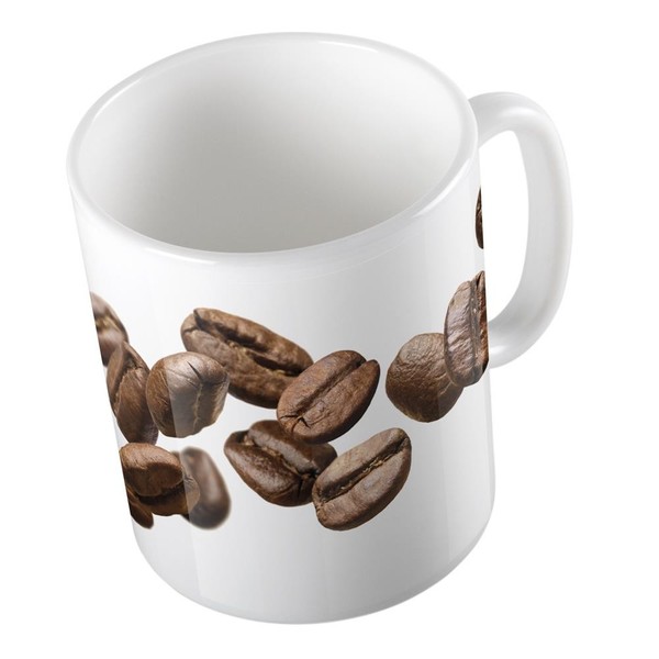 Kaffeetasse Kaffeebohnen Coffee Beans Keramik Tasse Weiß Geschenkidee Souvenir P-image
