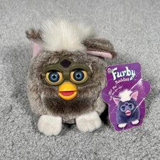 Vintage 1999 Furby Buddies "Like Joke" Bean Bag Plush Blue Eyes Tiger NWT