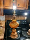 Vintage Fenton Table LAMP Daisy Button amber    — photo 7