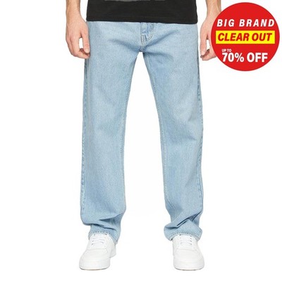 Crosshatch Tillman Herren Baggy Denim Jeans Smart Freizeithose helle Waschung blau